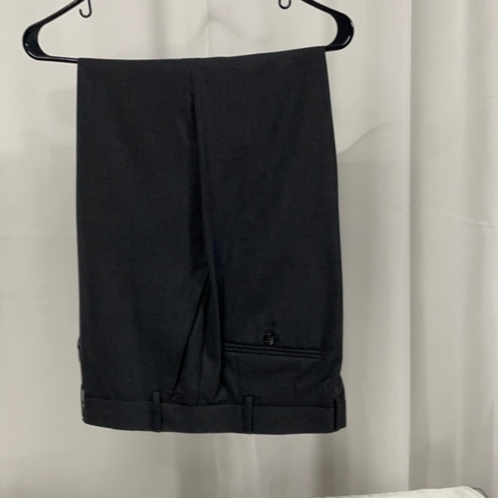Claiborne Dress Pants Slacks 40/29 100% wool Dark Gray Flat Front no cuff